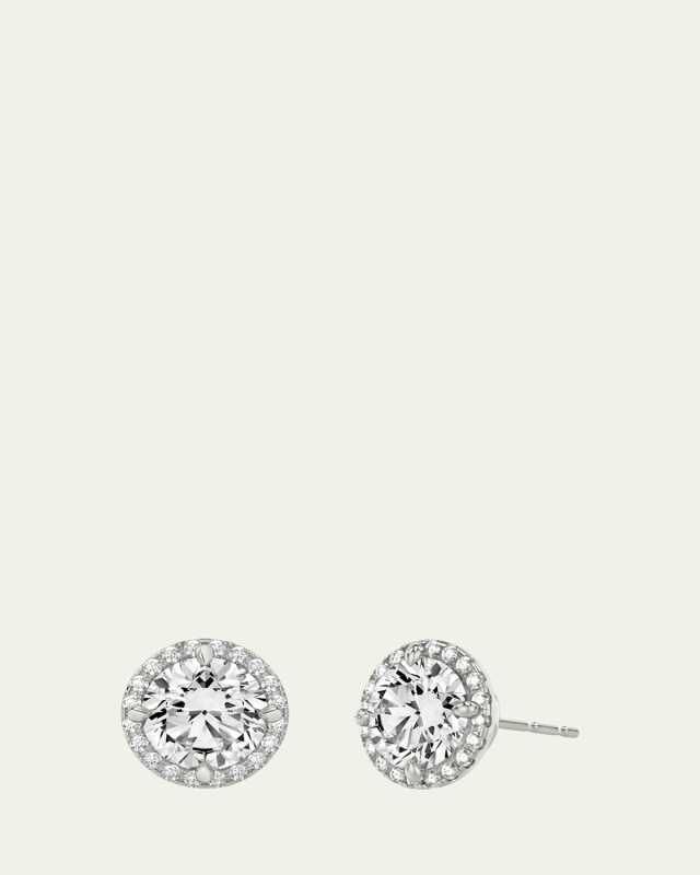 14K White Gold Brilliant Round Halo Lab Grown Diamond Stud Earrings, 1.00tcw